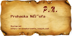 Prohaska Násfa névjegykártya